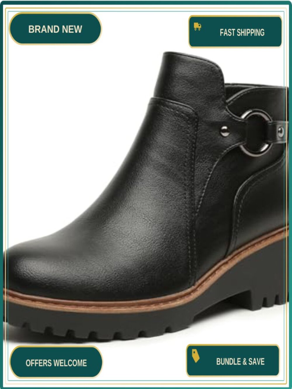 Womens Ankle Boots Chunky Low Heel Short Booties Dress Fall Boots